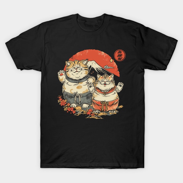 Japanese Sumo Cats Men Women Kids T-Shirt by Apocatnipse Meow